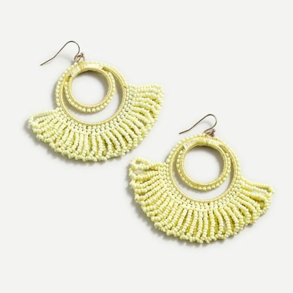 💛 NEW J. Crew Vivid Yellow Beaded Hoop Earrings - Picture 3 of 4